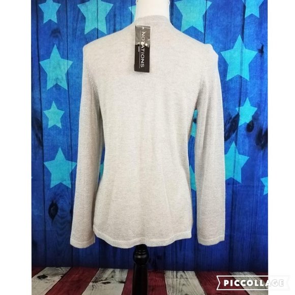 NOTATIONS Silver Metallic Pullover Sweater Blouse - Women's PM - Picture 5 of 11